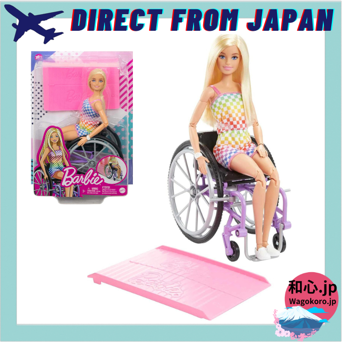 Barbie Fashionista Colorful Romper Doll with Wheelchair, Ages 3+ ตุ๊กตาบาร์บี้ แฟชั่นนิสต้า ชุดรอมเป