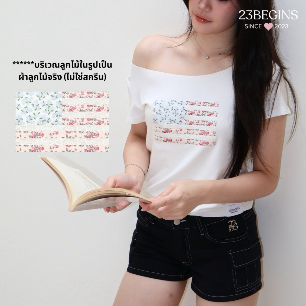 23begins Cotton Off Shoulder เสื้อปาดไหล่ผ้าคอตตอน 100%
