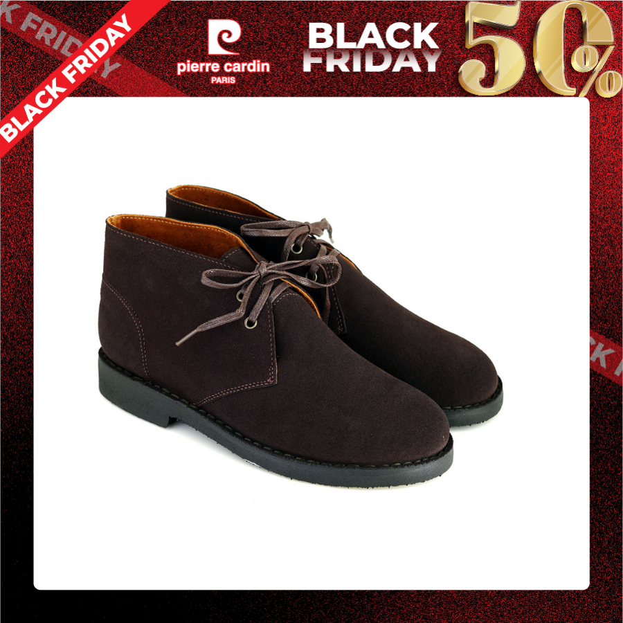 Pierre Cardin รองเท้าผู้ชาย แบบสวมหุ้มข้อ นุ่มสบาย ผลิตจากหนังแท้ หนังกลับ สีน้ำตาล รุ่น 84JC167