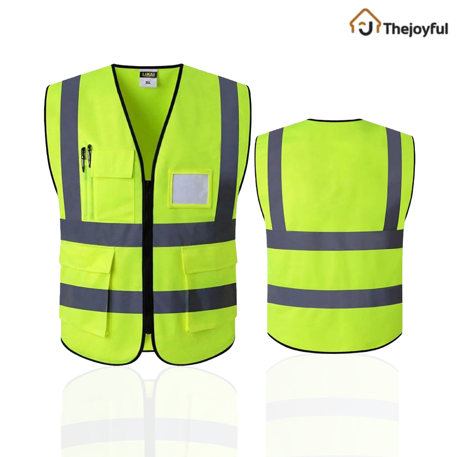 Thejoyful เสื้อกั๊กสะท้อนแสง reflective vest เสื้อกั๊กเซฟตี้ เพิ่มความปลอดภัยในการทำงาน วัสดุสะท้อนแสง