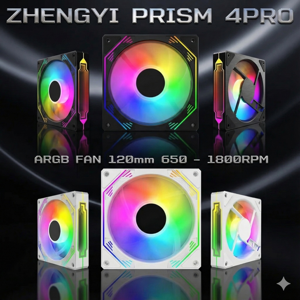 พร้อมส่ง ZHENGYI PRISM 4PRO พัดลมเคส 120mm ARGB ดีไซน์ Infinity Mirror ปรับรอบได้ (PWM 600-1800RPM) ไฟสวยจึ้ง เย็นเงียบ