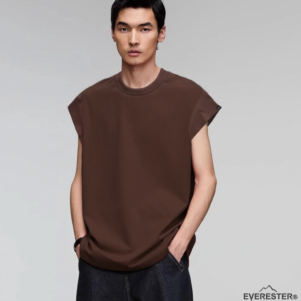 🔥9.9 SALE🔥เสื้อยืด คอฟิต - แขนปีกนก Heavy Cotton 100% ผู้ชาย Oversize สีดำ มอคค่า ONF