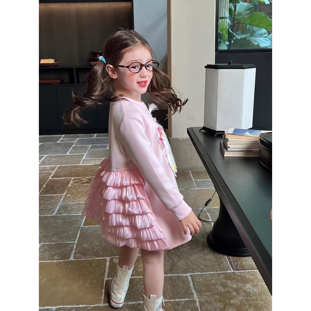 BB154 ชุดเดรสลูกสาวน่ารัก ลายหมาน้อย แขนยาวกันหนาว สีชมพู น่ารักมากกก ราคา ถูกที่สุด ดีลบีเคเค แกลเลอรีภาพที่ 9