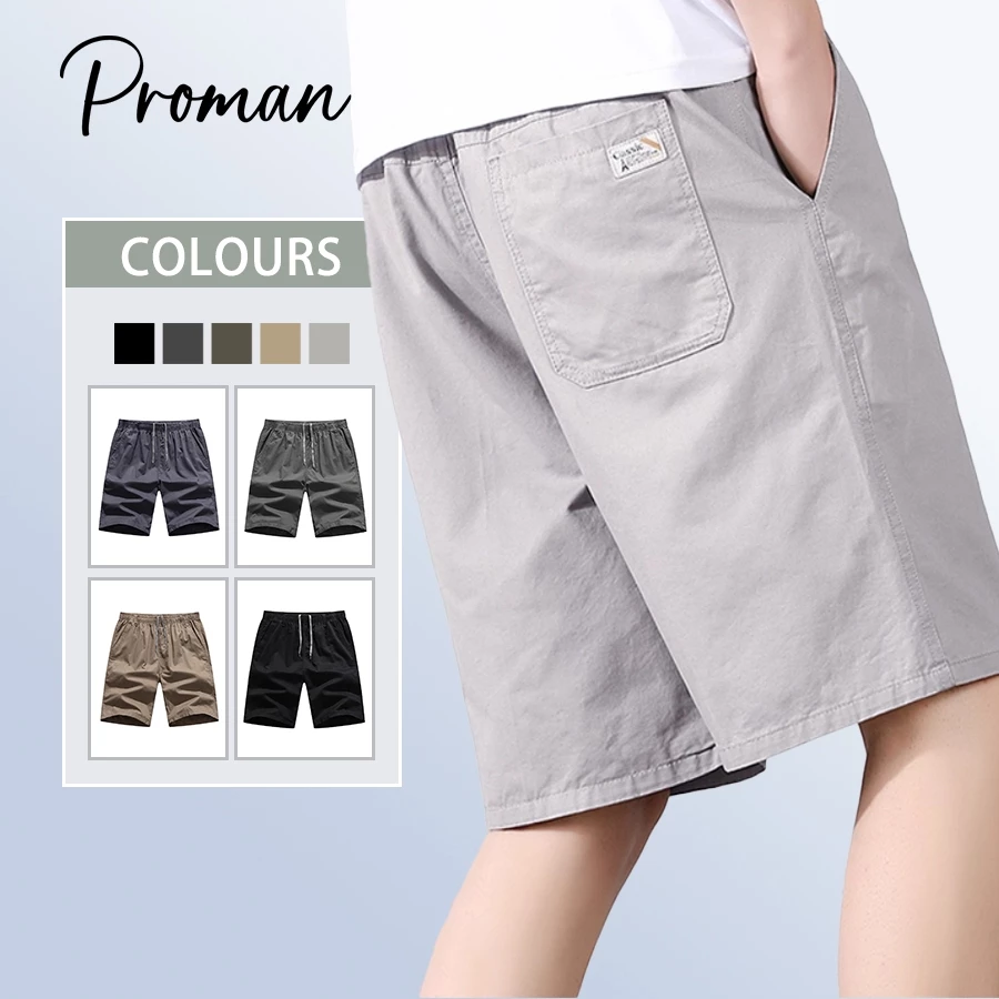 PROMAN กางเกงขาสั้นผู้ชาย ผ้าบางระบายอากาศ เหมาะฤดูร้อน สไตล์เกาหลี สำหรับใส่ประจำวันและไปทำงาน มีหลายสี สินค้าขายดี