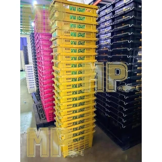 รุ่นขายดี🤩(ซื้อ10แถม1)คุ้มกว่า!! ตะกร้าผลไม้ รุ่นเหนียวพิเศษ ลังพลาสติก หูเหล็ก พร้อมส่งตรงโรงงานผลิต