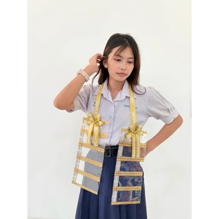 (03)พวงมาลัยใส่ธนบัตร ซองสกรีนตรง 10 ซอง พร้อมส่ง