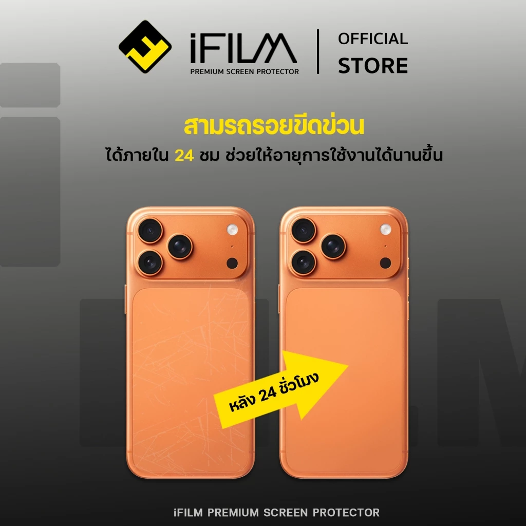 [Official] iFilm ฟิล์มหลัง คลุม รอบเครื่อง เว้นlogo For iPhone 17promax 17 16 15  ฟิล์มกันรอย ไฮโดรเจล hydrogel HD Matte thumbnail 5