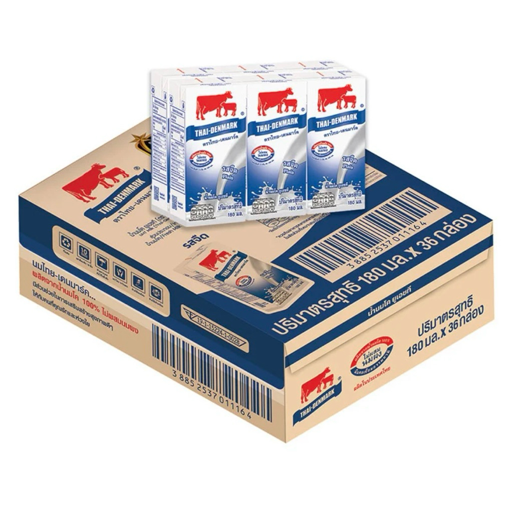 นมไทยเดนมาร์ค​ 180มล.x36กล่อง​ ผลิตจากนมโคแท้100%
