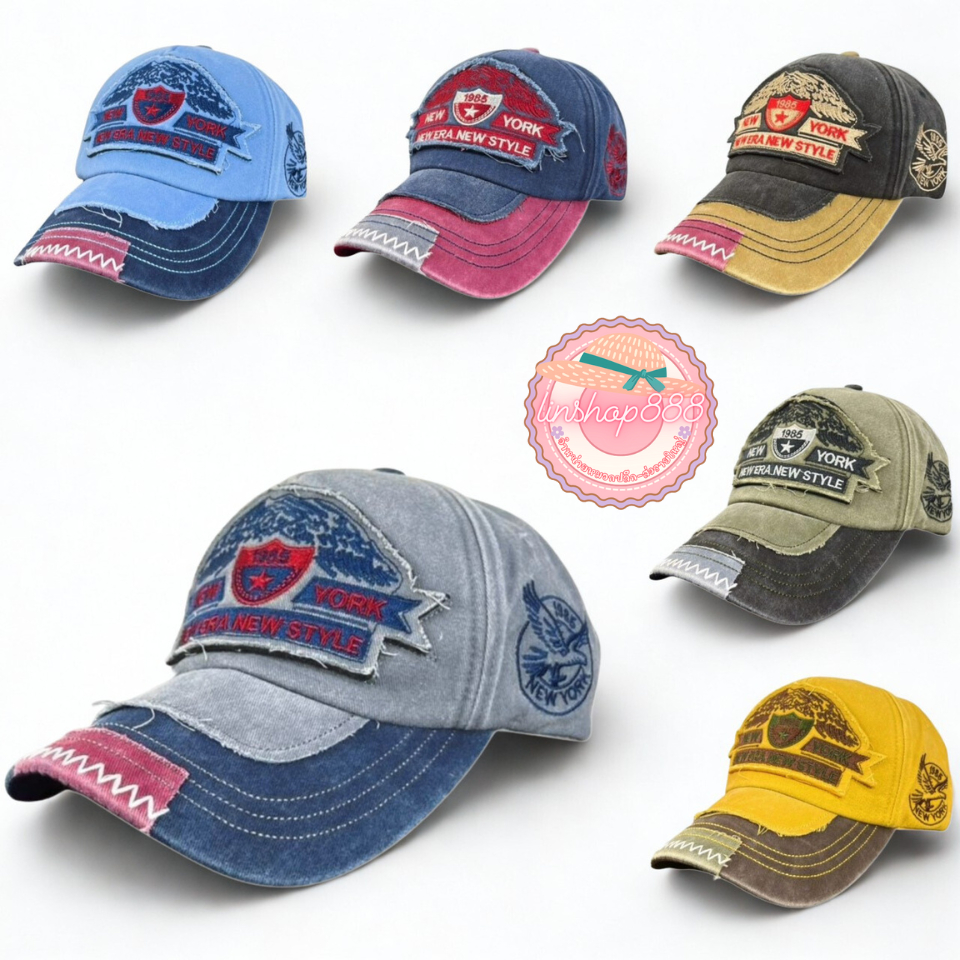 หมวกเบสบอลวินเทจ ปักนกนิวยอ์กดาว1985 ปีกโค้ก Snapback ปรับเพิ่มไซส์ลดไซส์ได้ มีปลายทาง