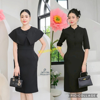 เดรสสีดำ  เดรสผ้าฟลอร่าอัดกาวทั้งชุด  มีกระเป๋า 2 ข้างค่ะ