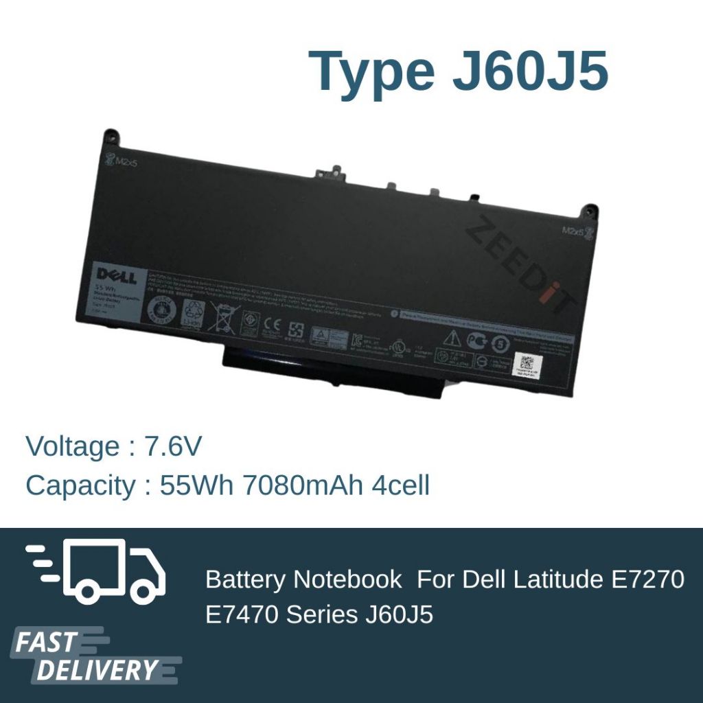 แบตเตอรี่ Battery Notebook Dell Latitude E7270 E7470 Series Type J60J5 เกรด Original