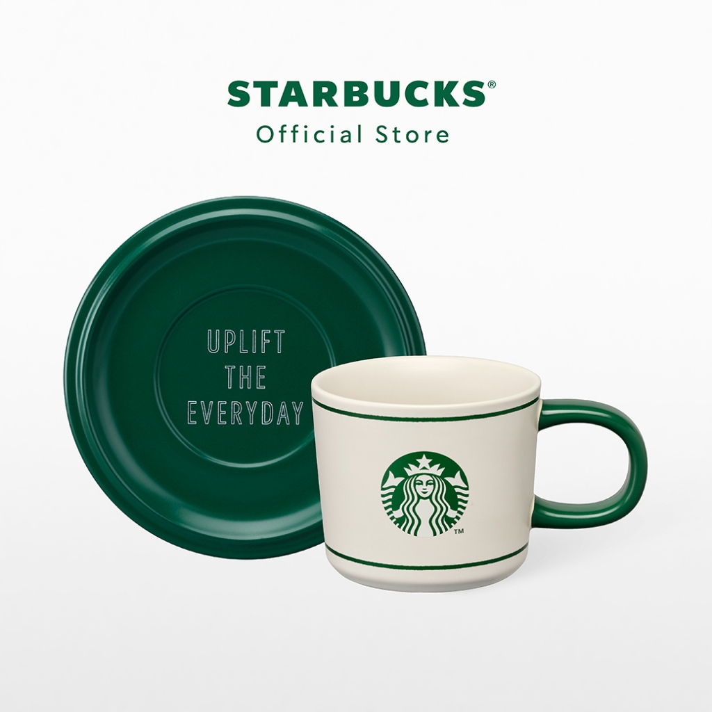 Starbucks Connected In Green with Saucer Mug 12oz. แก้วสตาร์บัคส์เซรามิก ขนาด 12ออนซ์ A11170033