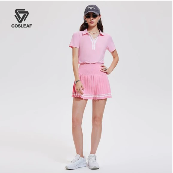 Cosleaf เสื้อโปโลเทนนิสผู้หญิงเเขนสั้น คอปกสีตัดกัน ทรงพอดีตัว ดีไซน์ทันสมัยสง่างาม ผ้าแห้งเร็วนุ่มสวมใส่สบาย