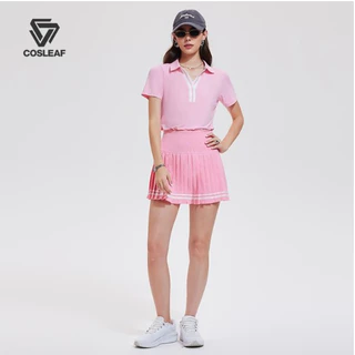 Cosleaf เสื้อโปโลเทนนิสผู้หญิงเเขนสั้น คอปกสีตัดกัน ทรงพอดีตัว ดีไซน์ทันสมัยสง่างาม ผ้าแห้งเร็วนุ่มสวมใส่สบาย