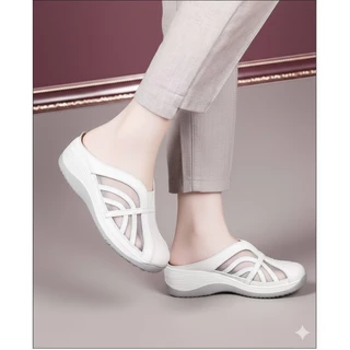 Shoes I amm B34 **ร้านจริงส่งตรงจากนครนายก** รองเท้าสุขภาพสวมหัวมน เปิดส้นซีทรู น้ำหนักเบา ซัพพอร์ตการเดินสบาย