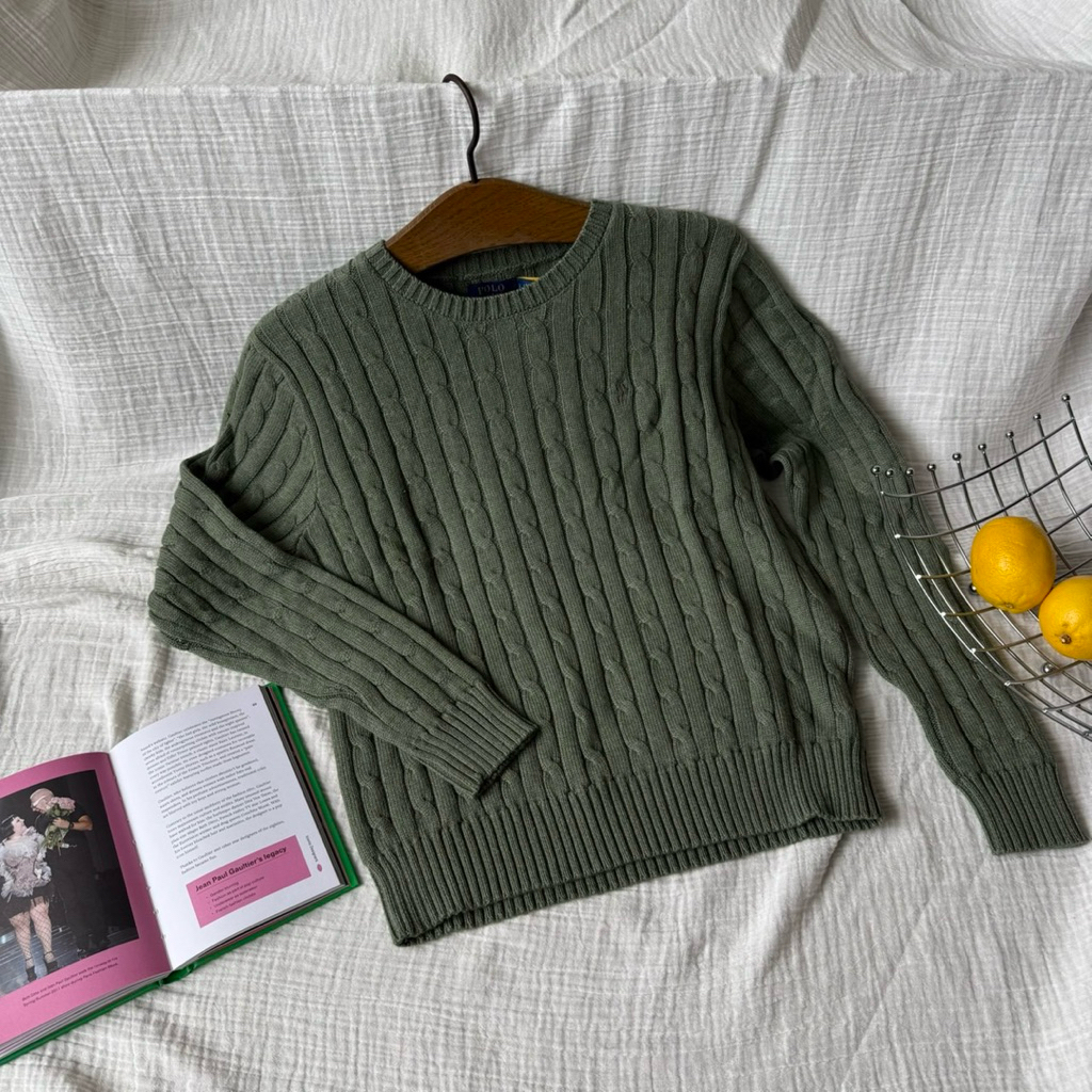 Cable-Knit Cotton Crewneck Sweater 🍐 Sale
