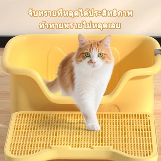 แผ่นดักทรายแมว บันไดห้องน้ำแมว 2 ชั้น ทำความสะอาดง่าย สะดวกต่อการใช้งาน ความจุขนาดใหญ่ 2IN1 ถาดรองฉี่สุนัข พรมดักทรายแมว