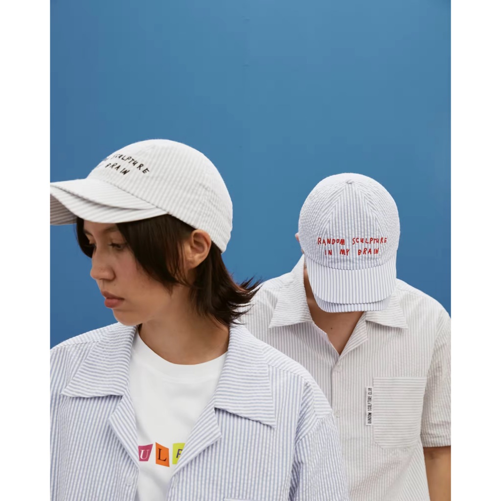 ORIGINAL ของแท้] Double-Lid Cap Stripe Blue-Pink **หมวกแก๊ป ปีก2ชั้น สีฟ้าลาย จาก RANDOM SCULPTURE CLUB**