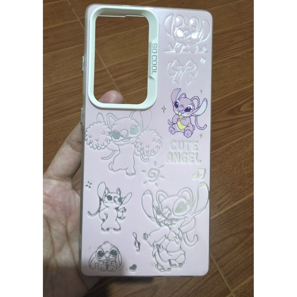 Case Samsung S25 Ultra เคสซัมซุง สีชมพู เคสแฟชั่น  มือสอง สภาพใหม่ ลายสติทซ์ น่ารักค่ะ-