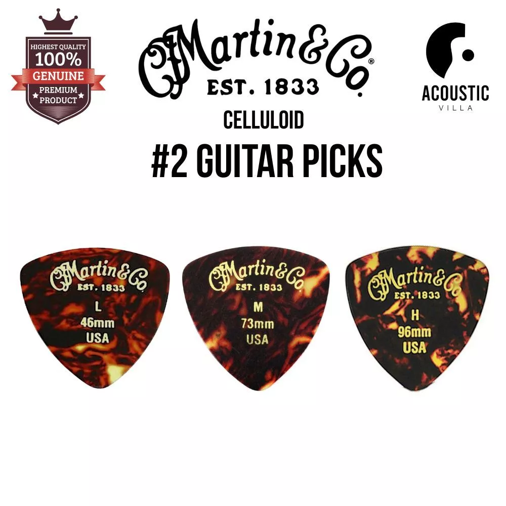 ปิ๊กกีตาร์ Martin #2 Guitar Picks Shell ทรงสามเหลี่ยม ลายกระ