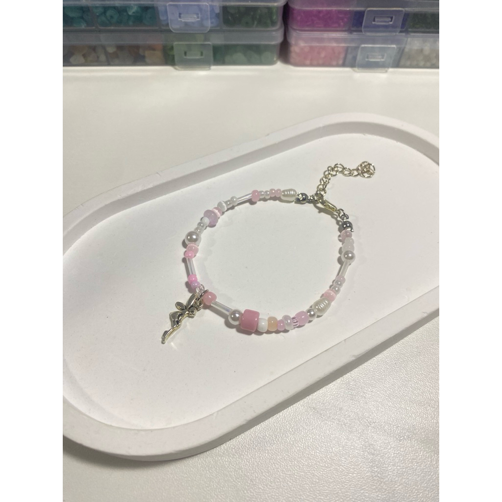 [Aozora_bead] กำไลลูกปัด ธีมชมพูฟ้า มีหลายแบบให้เลือก