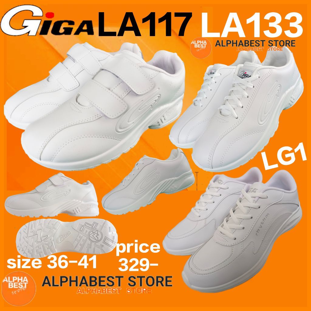 รองเท้าแคดดี้ GIGA รุ่น LA117 LA133 LG1 ผู้หญิง PVC ทำงานสุภาพ รองเท้าทำงาน พยาบาล สนามกอล์ฟ แปะเทปและผูกเชือก พละ  กีฬา
