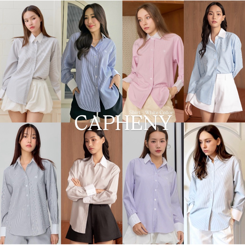 ส่งด่วน Marr.raiment | Capheny Shirt - Whtie Collar🪡 [เฉพาะเสื้อเชิ้ตลายทาง]