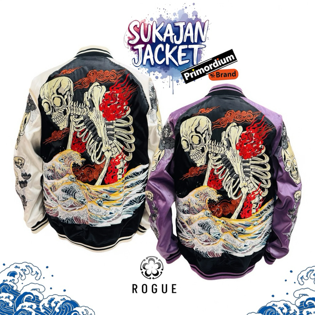 Sukajan jacket : Gashadokuro & Hokusai Wave Rogue สุกะจันแจ็คเก็ต