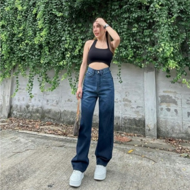 SR083 กางเกงยีนส์SARAN กระบอกทูโทน