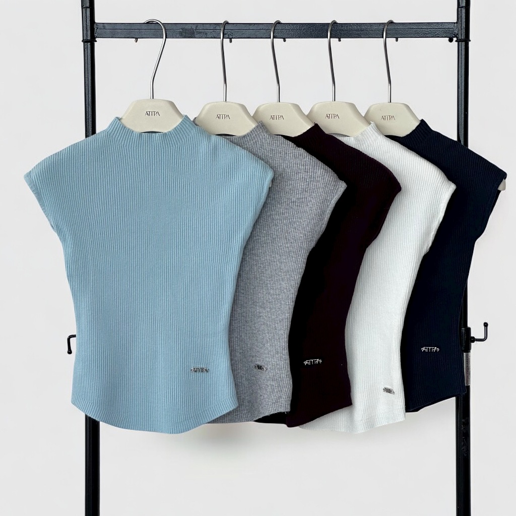 Atipashop - KAIRN KNIT TOP เสื้อไหมพรม แขนกุด ผ้านุ่มใส่สบาย สีพื้น