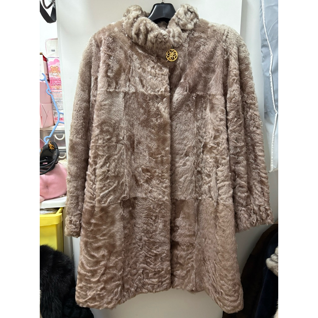 เสื้อกันหนาว เสื้อขนแท้ ขนแกะ สีโรสโกลด์ แบรนด์ YUKI BELLE FEMME งานประมูลญี่ปุ่น ของจริงสวยกว่าในรู