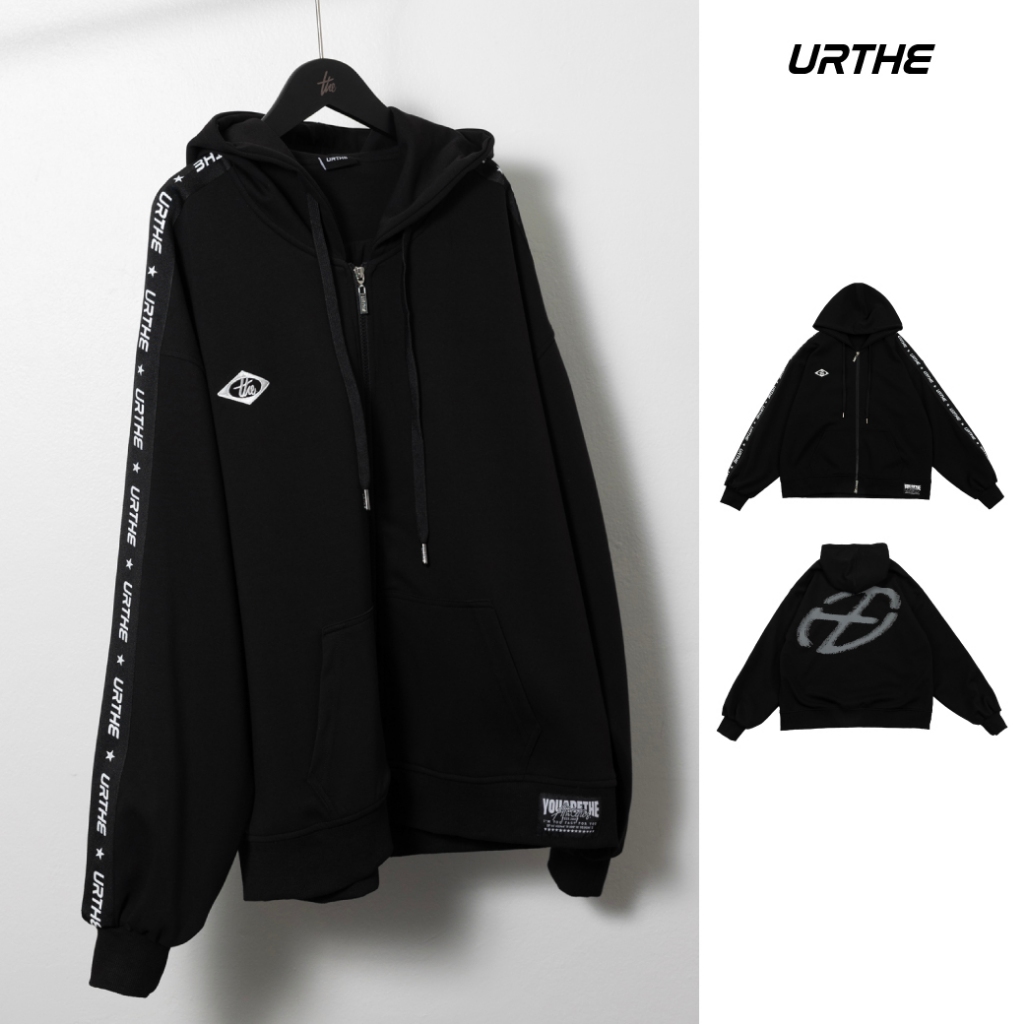 URTHE - เสื้อฮู้ดดี้ เสื้อกันหนาว Oversize รุ่น RUN A RISK HOODIE JACKET