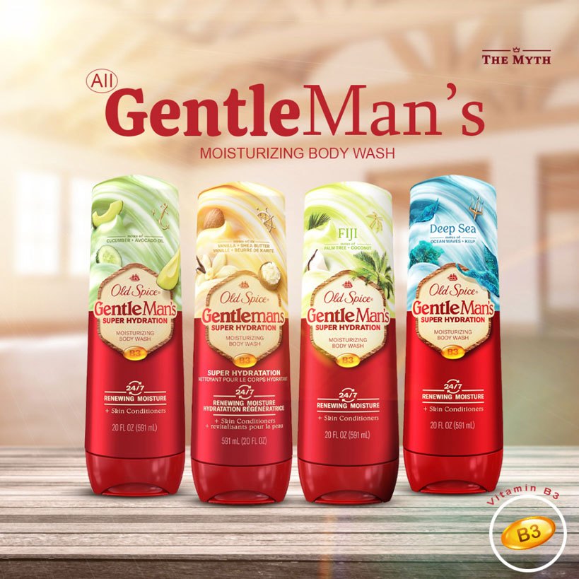 Old Spice Body Wash  รุ่น Gentlemen's Blend 591Ml. รวมครีมอาบน้ำสูตรอ่อนโยน ผสานวิตามิน บี3ช่วยเสริม