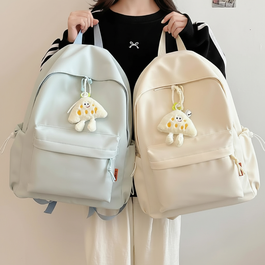 กระเป๋าเป้สะพายหลัง ความเรียบง่ายสีทึบสำหรับนักเรียน สําหรับผู้หญิง และผู้ชาย