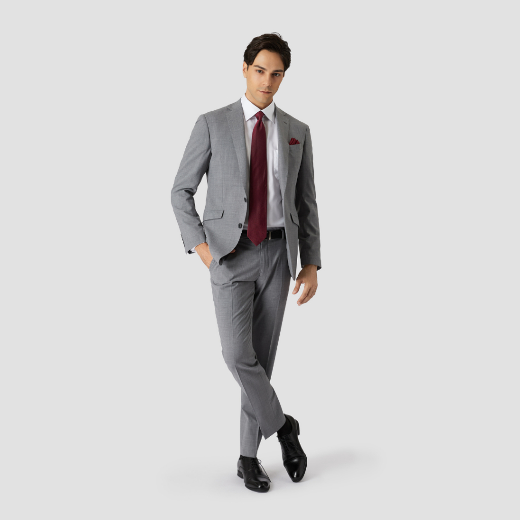 SUIT SELECT Shower Clean New Zealand Wool Jacket (Gray) เสื้อแจ็คเก๊ตสีเทา ซักเครื่องได้ — صورة 2