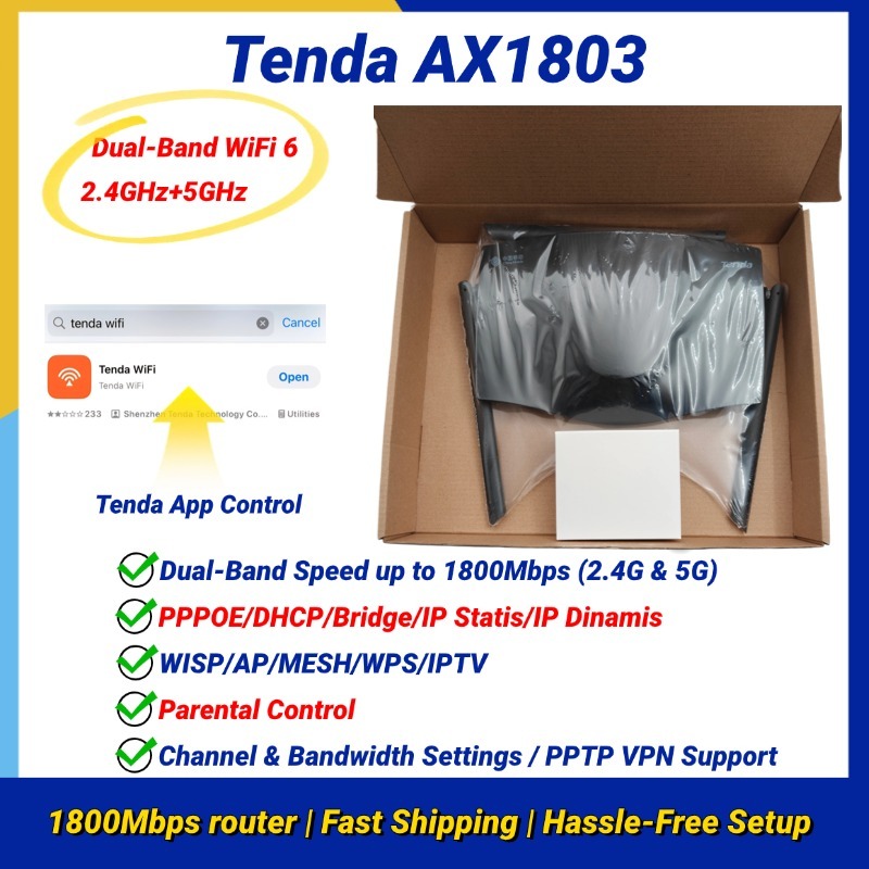 Used TD AX1803 1800M Wireless Router WIFI6 5G&2.4G Dual Band English firmware(Contains Adaptor)