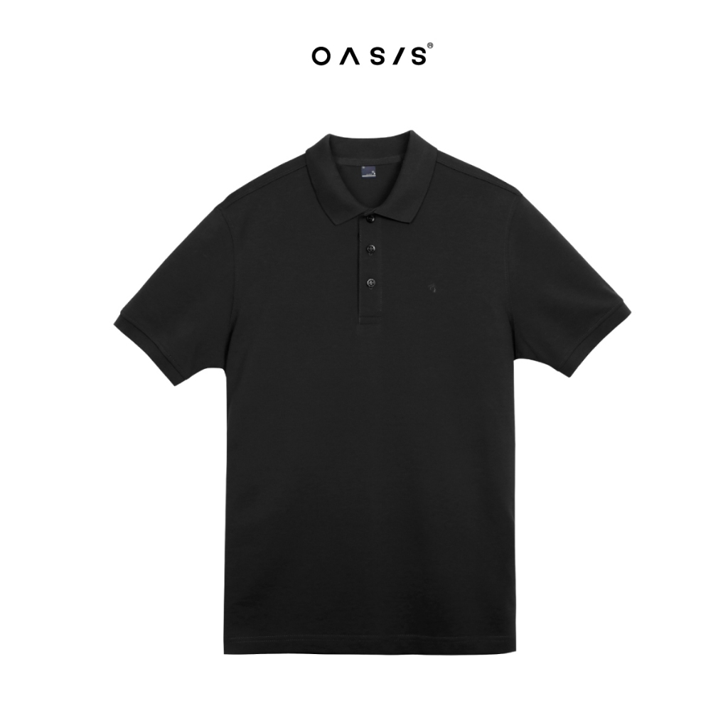 OASIS เสื้อโปโลสีดำ โปโล ผู้ชาย แขนสั้น ผ้าคอตตอน 100% ใส่สบาย ระบายอากาศได้ดี รุ่น MPSP-1958