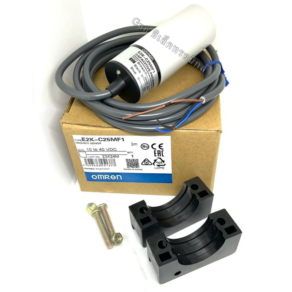 E2K-C25MF1 คาปาซิทีป PNP-NO เซ็นเซอร์ Sensor (Capacitive) 34มิล ระยะจับ 3-25มิล (จับความหนาแน่น)