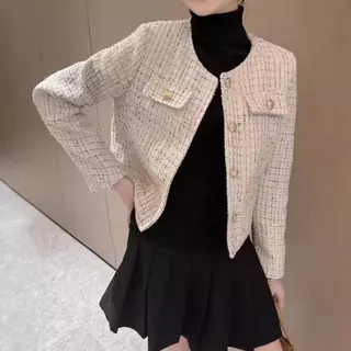 Black Blazer เสื้อคลุม แขนยาว เบลเซอร์ ผู้หญิง ผ้าทวีต สไตล์คุณหนู ทวิต มีซับในตัว งานสวยหรูหรา ดีเทลแต่งกระเป๋า XL