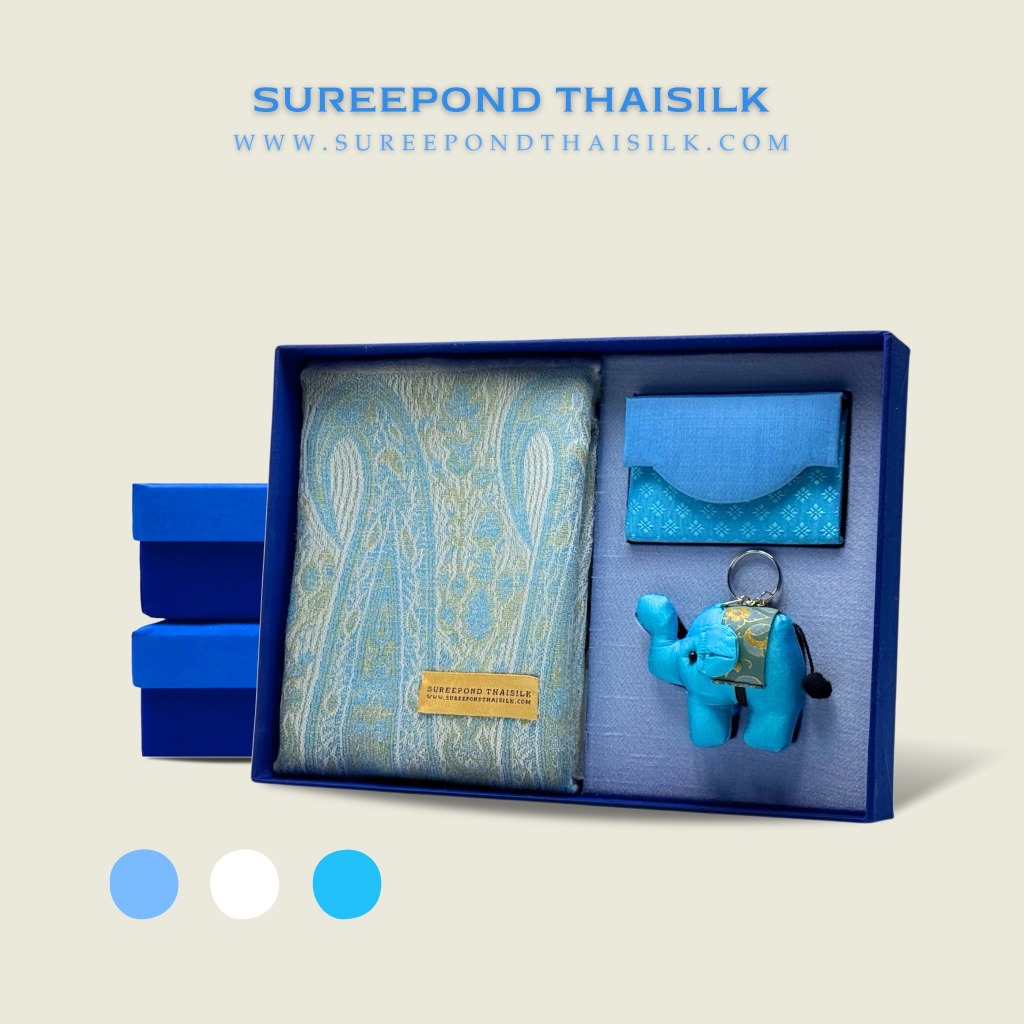 ❖ กล่องชุดของขวัญผ้าไหม ❖ [ SET ผ้าพันคอ ] Gift Set Premium