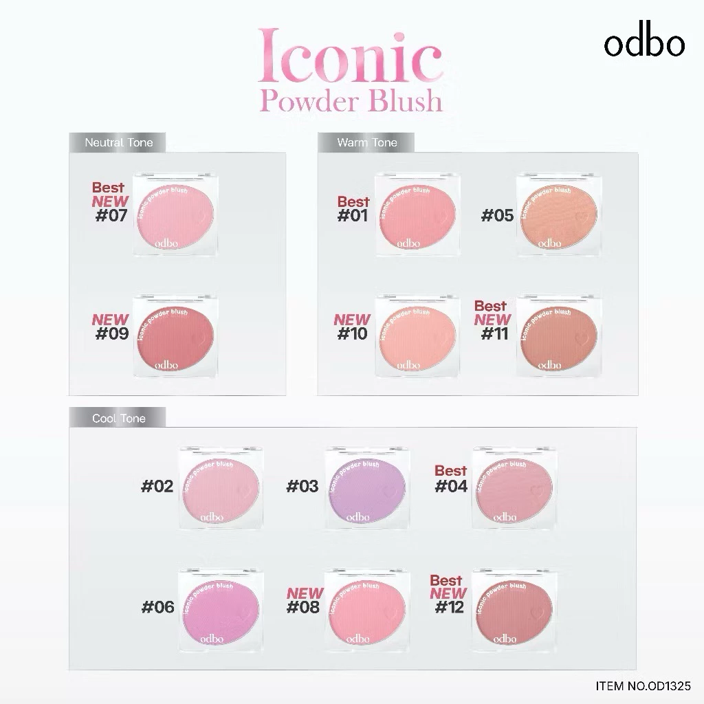 สีใหม่พร้อมส่ง!! Odbo iconic powder blush บลัชฝุ่นเนื้อนุ่ม🩰✨ thumbnail 7