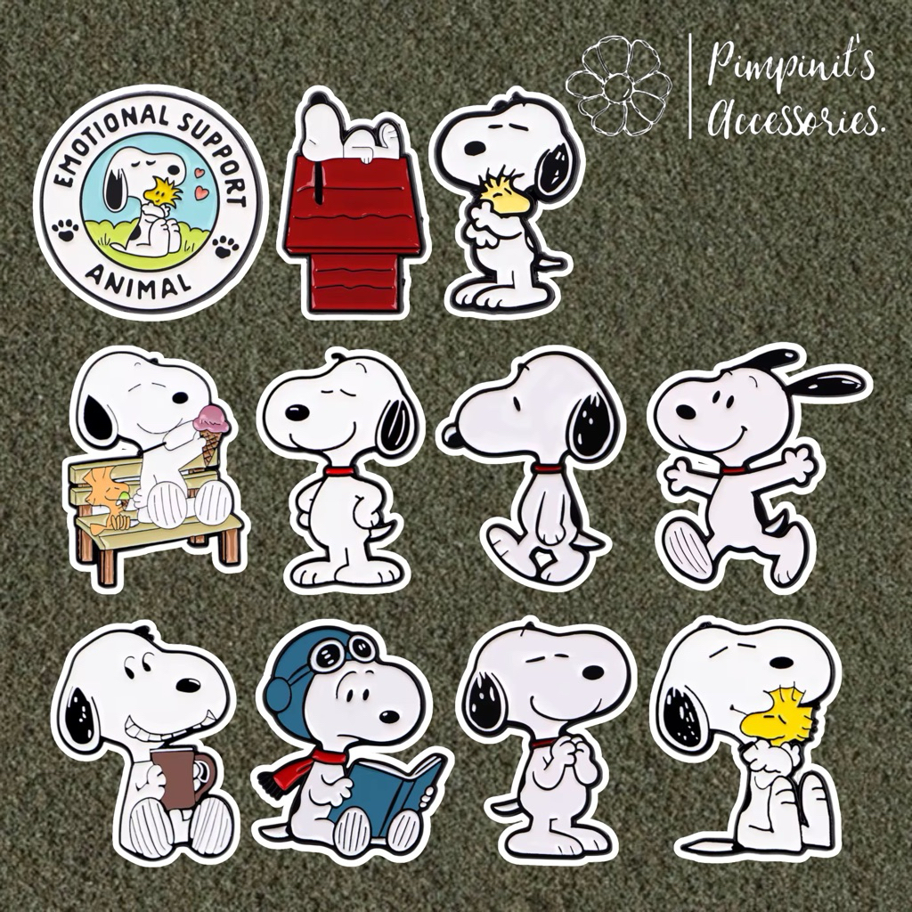 ✿ ร้านในไทยพร้อมส่ง : เข็มกลัดเซ็ทสนู๊ปปี้ - พีนัตส์ | SNOOPY - PEANUTS Enamel Brooch Pin Set.