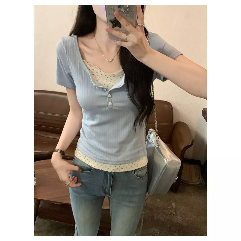ชุดเสื้อแขนสั้นสองชิ้นลายพิมพ์ดอกไม้ thumbnail 10