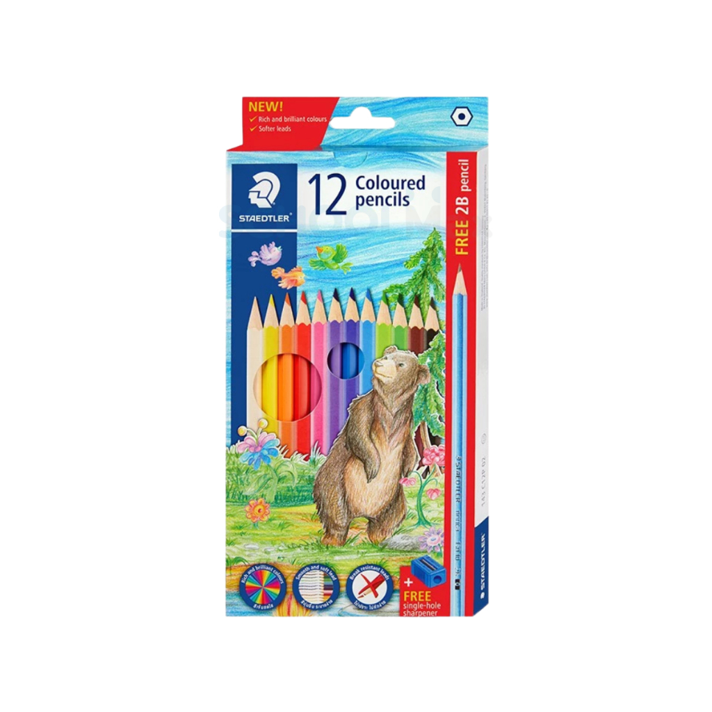 สีไม้ลายหมี รุ่น 143 12สี, 24สี, 36สี, 50สี ยี่ห้อ Steadler 1กล่อง ราคา ถูกที่สุด ดีลบีเคเค แกลเลอรีภาพที่ 2