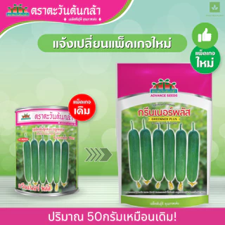 กรีนเนอร์พลัส เมล็ดพันธุ์แตงกวา 50กรัม ตะวันต้นกล้า แตงกวากรีนเนอร์