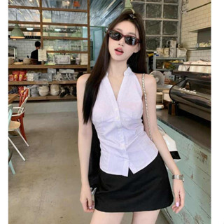 เสื้อแขนสั้น เสื้อคอV  คล้องคอ สไตล์สาวฮอต แบบเก๋ ใส่แล้วดูผ…