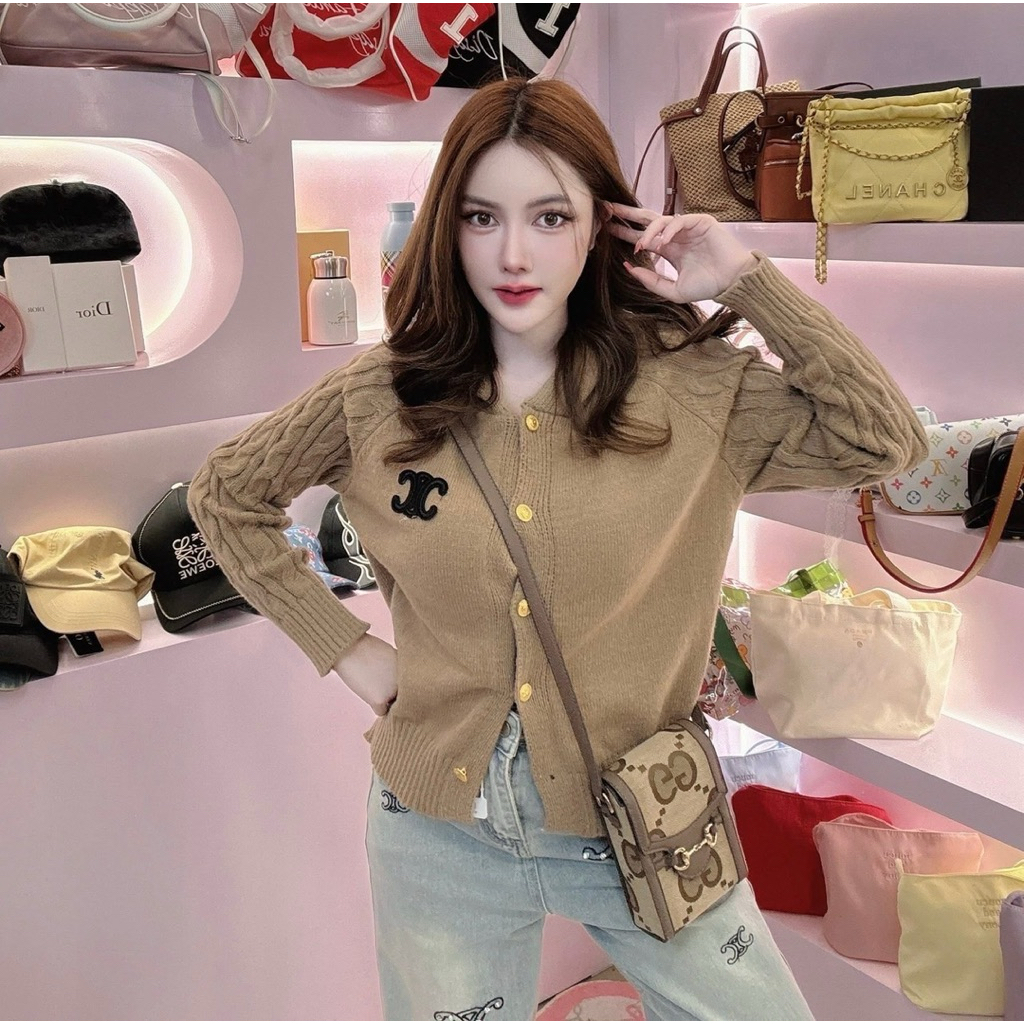 เสื้อคลุมมีฮุ้ดไหมพรมแขนยาว สวยหรู