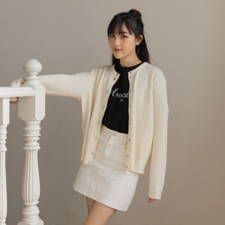 avo คาร์ดิแกนลายเปียกระดุมแบบติด elio knit cardigan