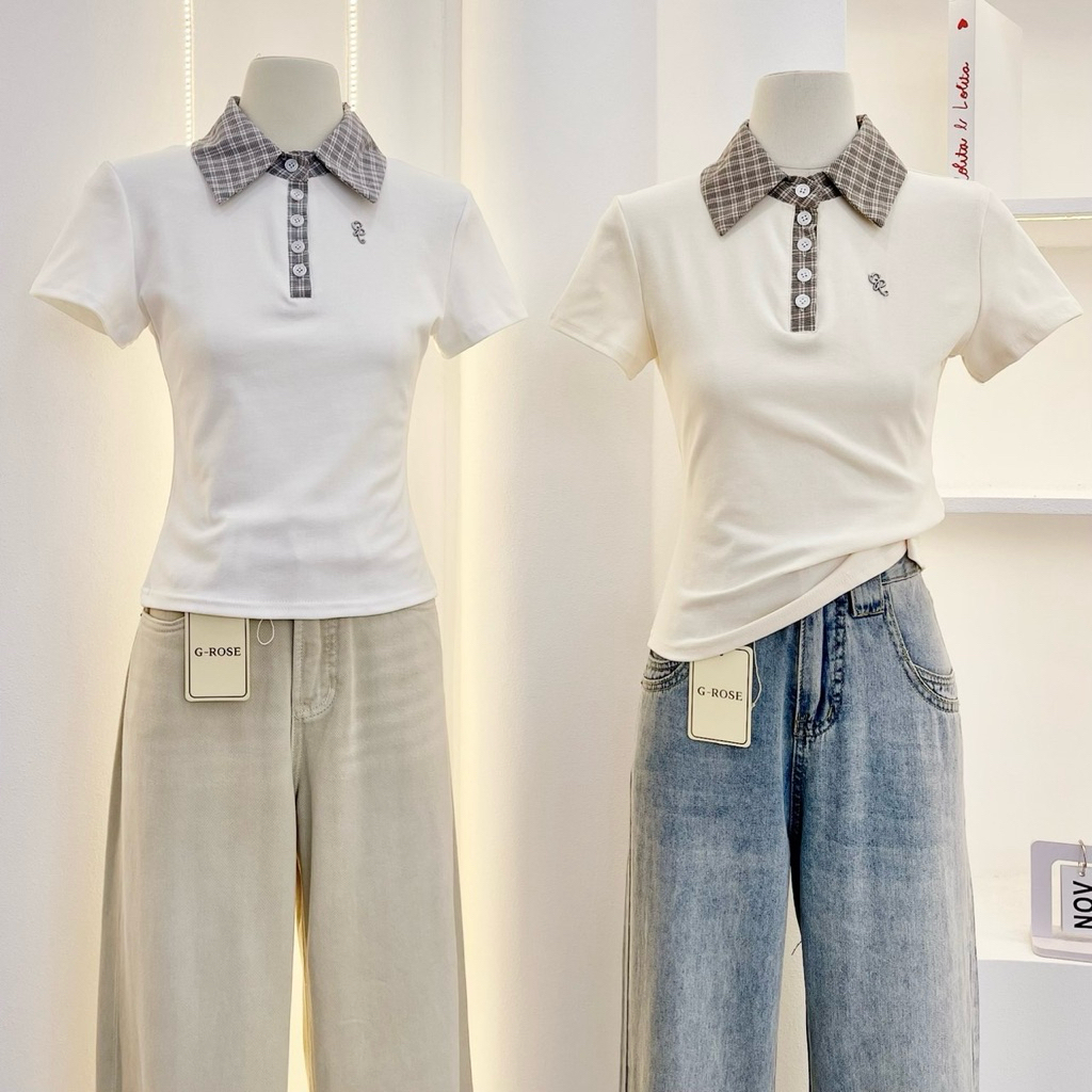 G-rose รวมเสื้อโปโลแขนสั้น กระดุมหน้า ผ้าพรีเมียม