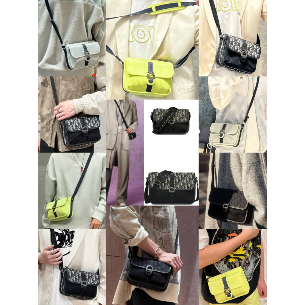 🧡 100% Original DIOR 8 Beach Capsule พร้อมสายคล้องไหล่ปรับได้ Oblique วัสดุการพิมพ์ Mini กระเป๋าสะพา